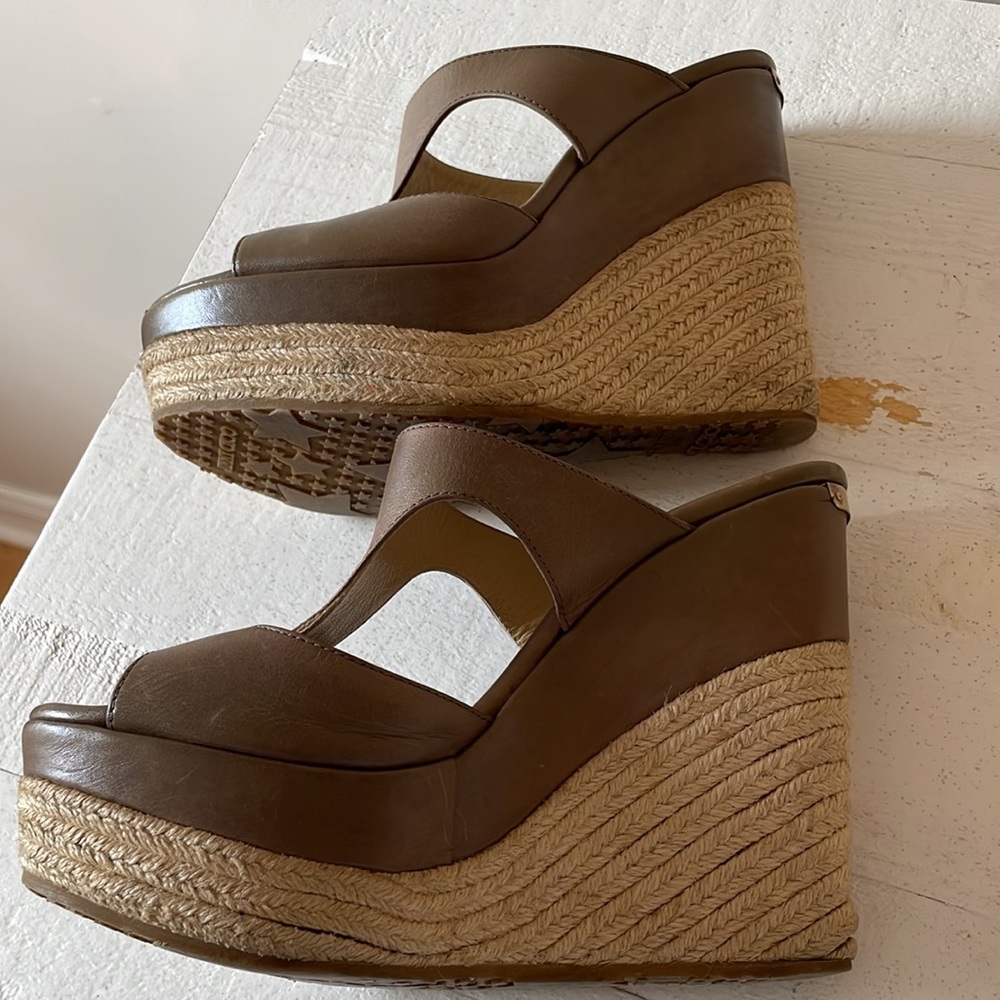 Jimmy Choo Vachette Leather Pebble Wedge Sandals Size 38 - Picture 4 of 15
